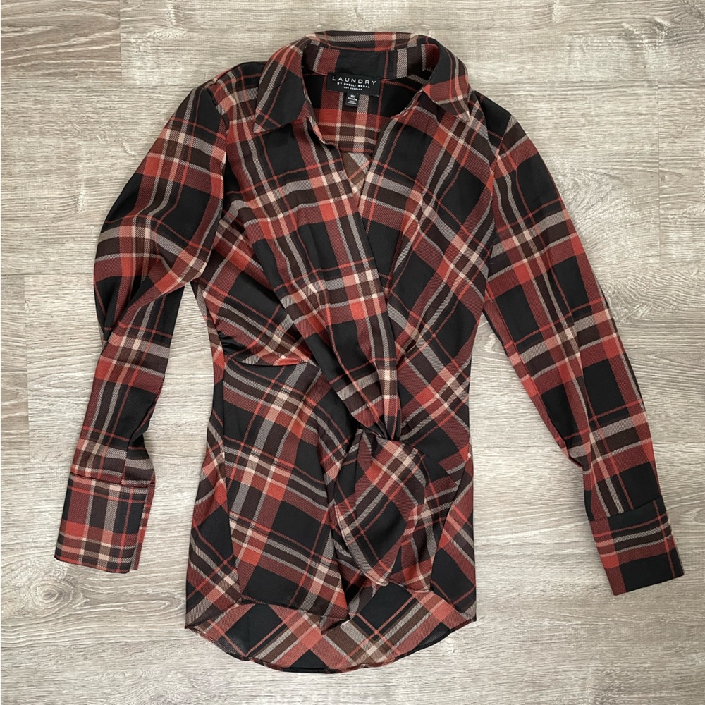 Plaid collared top